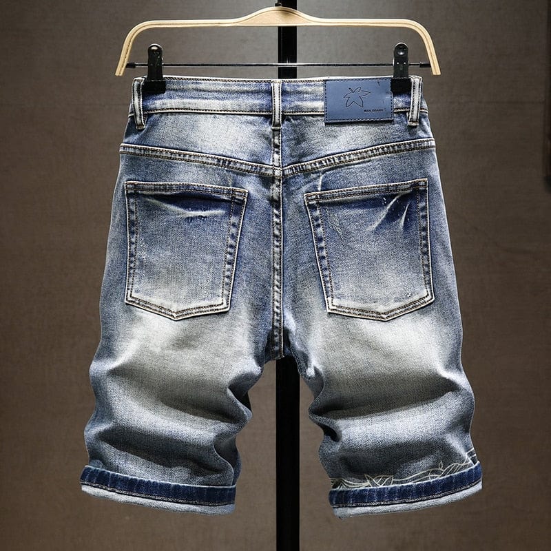 Men's Stretch Slim-Fit Elastic Denim Shorts