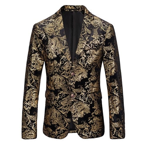 Men's Double-Breasted Slim Fit Tuxedo Blazer — Black & Blue