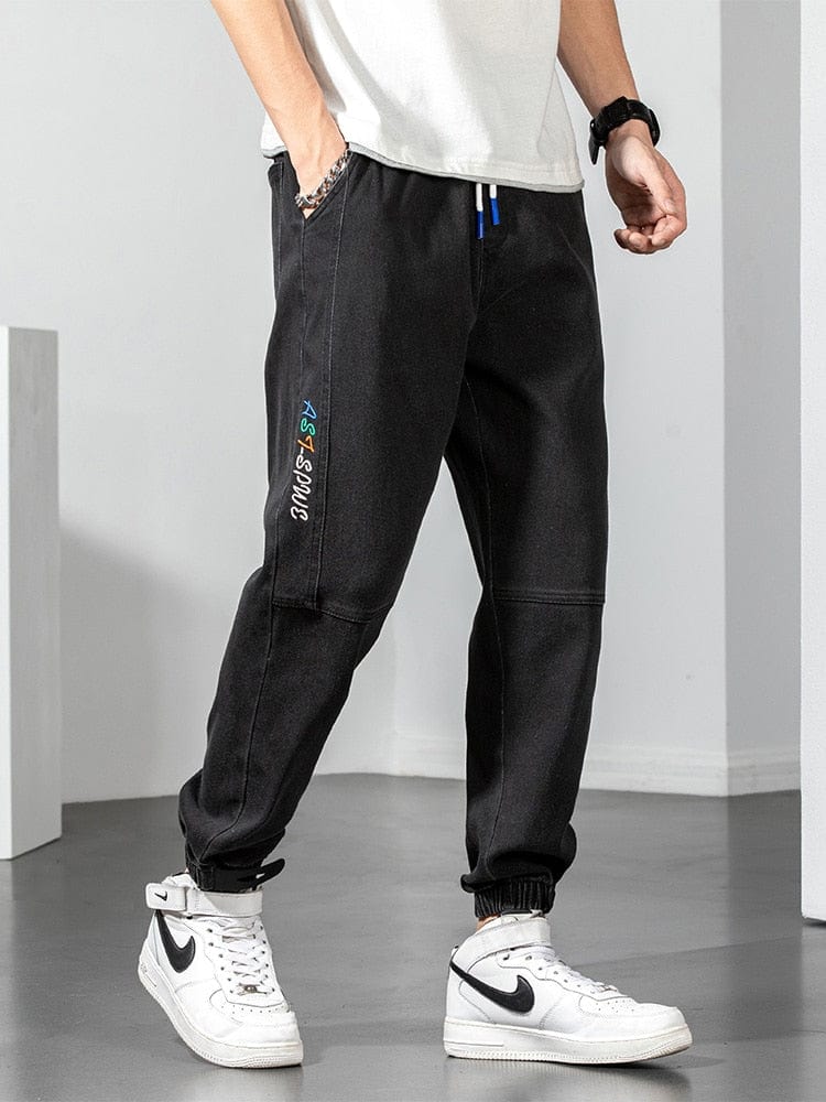 Men's Baggy Ankle-Length Denim Jogger Jeans, Plus Size 6XL-8XL