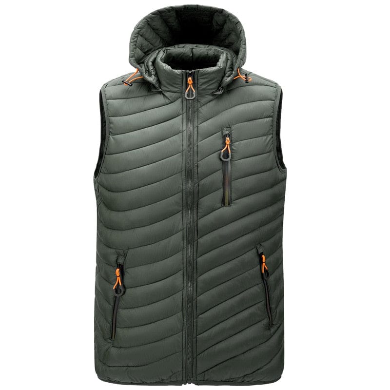 Men's Removable Hat Solid Color Winter Waistcoat Vest