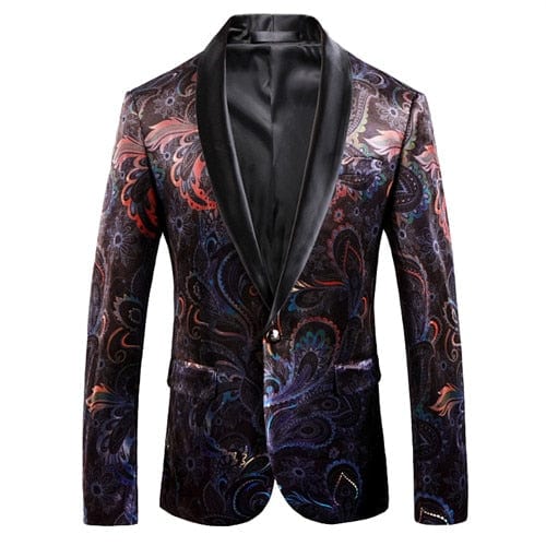 Men's Double-Breasted Slim Fit Tuxedo Blazer — Black & Blue