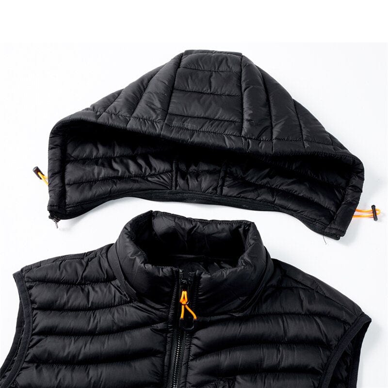 Men's Removable Hat Solid Color Winter Waistcoat Vest