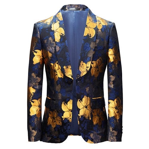 Men's Double-Breasted Slim Fit Tuxedo Blazer — Black & Blue
