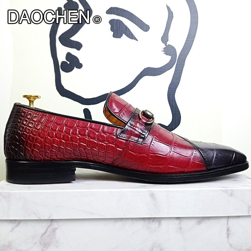 Men's Mixed-Color Horsebit Slip-On Leather Loafer Dress Shoes