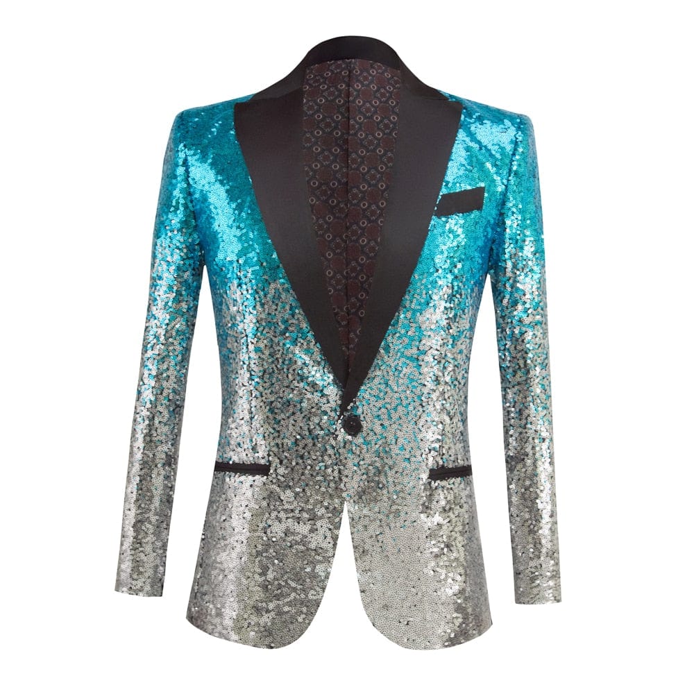 Men's Black Sequin Shawl Collar Stage Prom Blazer Jacket