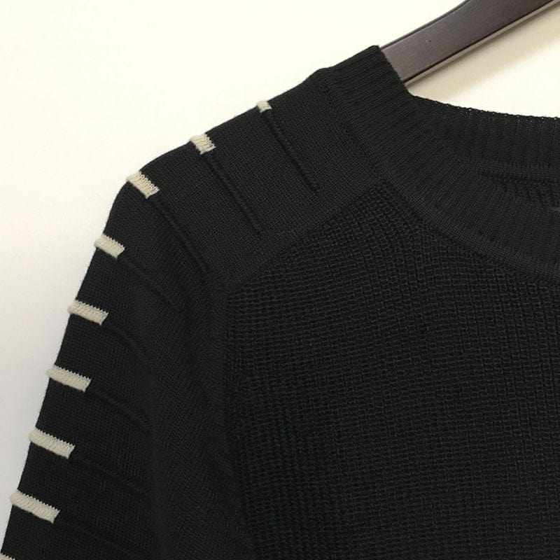 Men's O-Neck Patchwork Knit Pullover Sweater