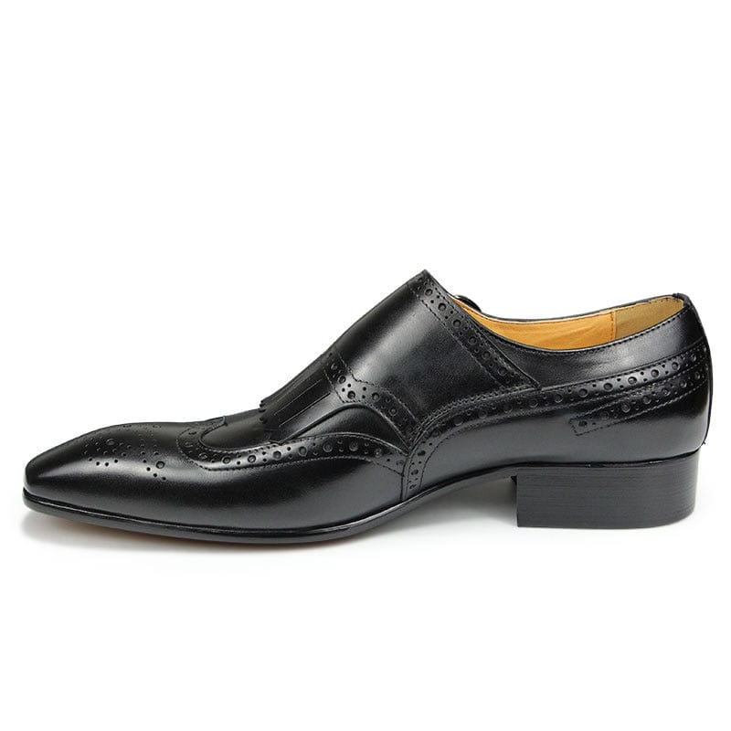 Men's Cowhide Pointed Toe British Formal Wedding Office Leather Shoes