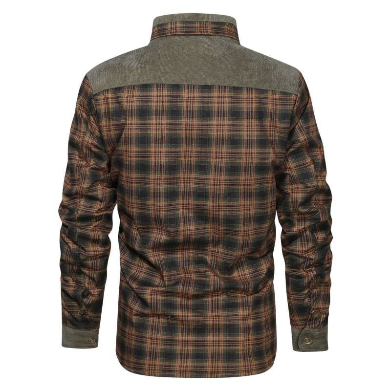 Men's Flannel Shirt Style Fleece Hooded Winter Jacket