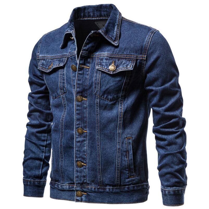 Men's Light Blue Thick Cotton Denim Jacket XS-6XL