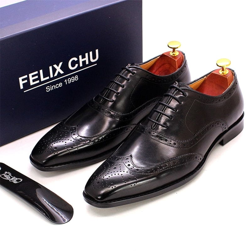 Men's Handcrafted Calfskin Wingtip Brogue Oxford Dress Shoes