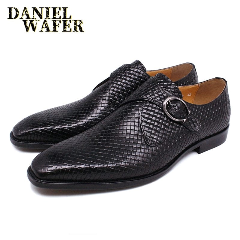Men's Monk Strap Mix Color Genuine Leather Slip-On Dress Loafers