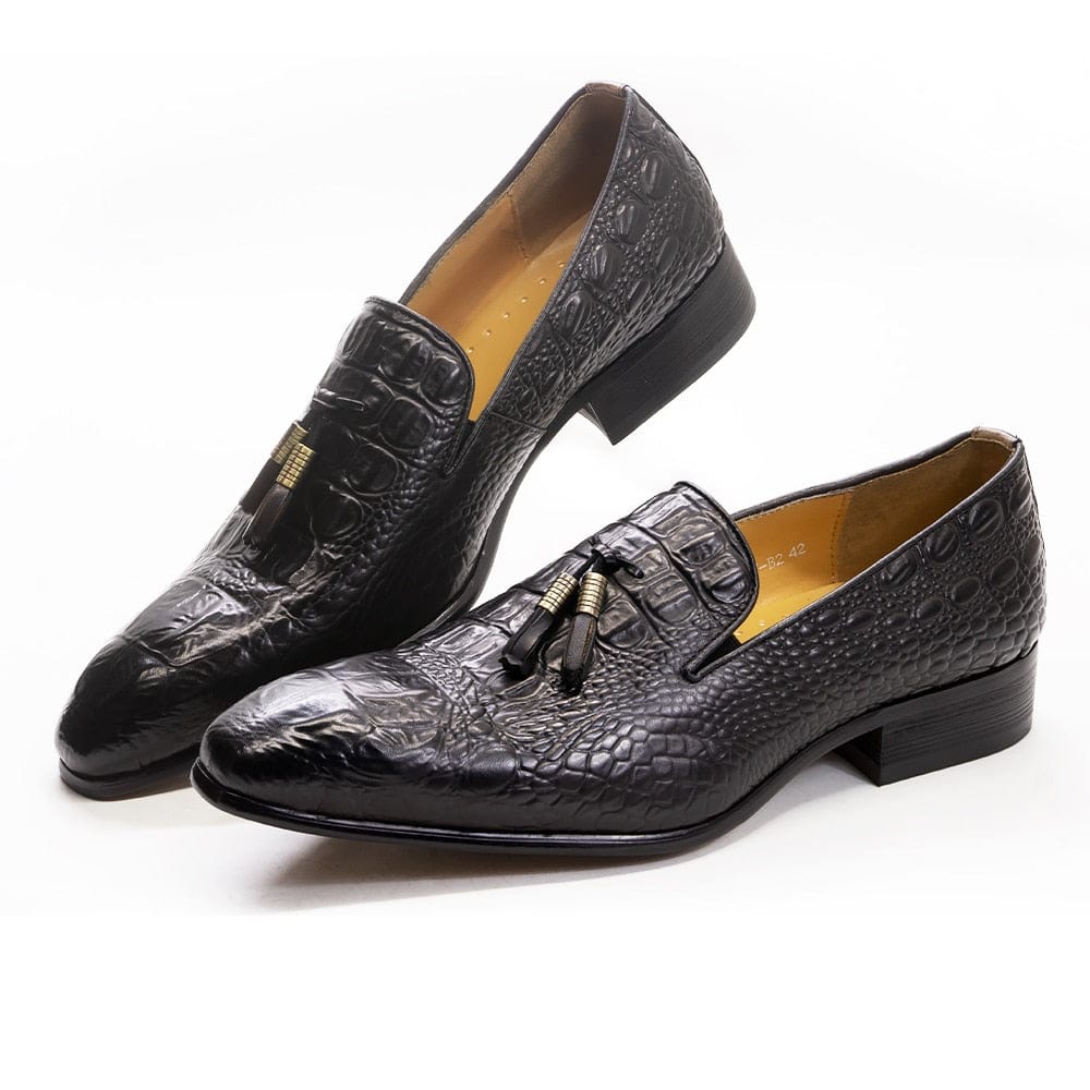 Men's crocodile print tassel loafers product photo