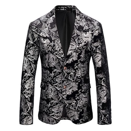 Men's Double-Breasted Slim Fit Tuxedo Blazer — Black & Blue