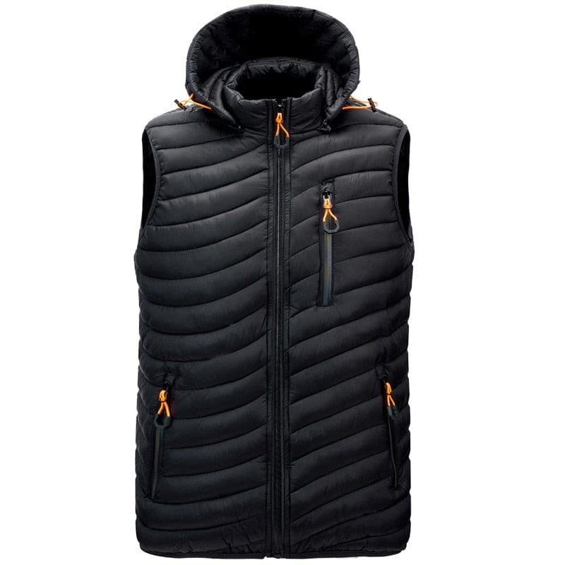 Men's Removable Hat Solid Color Winter Waistcoat Vest