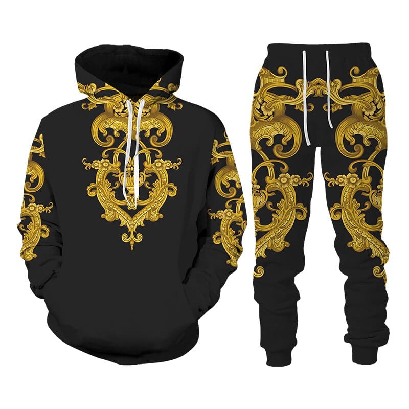 Men's 3D Lion Print Hoodie and Sweatpants Tracksuit