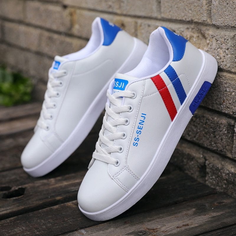 Men's Lightweight Breathable Lace-Up White Casual Sneakers Travel