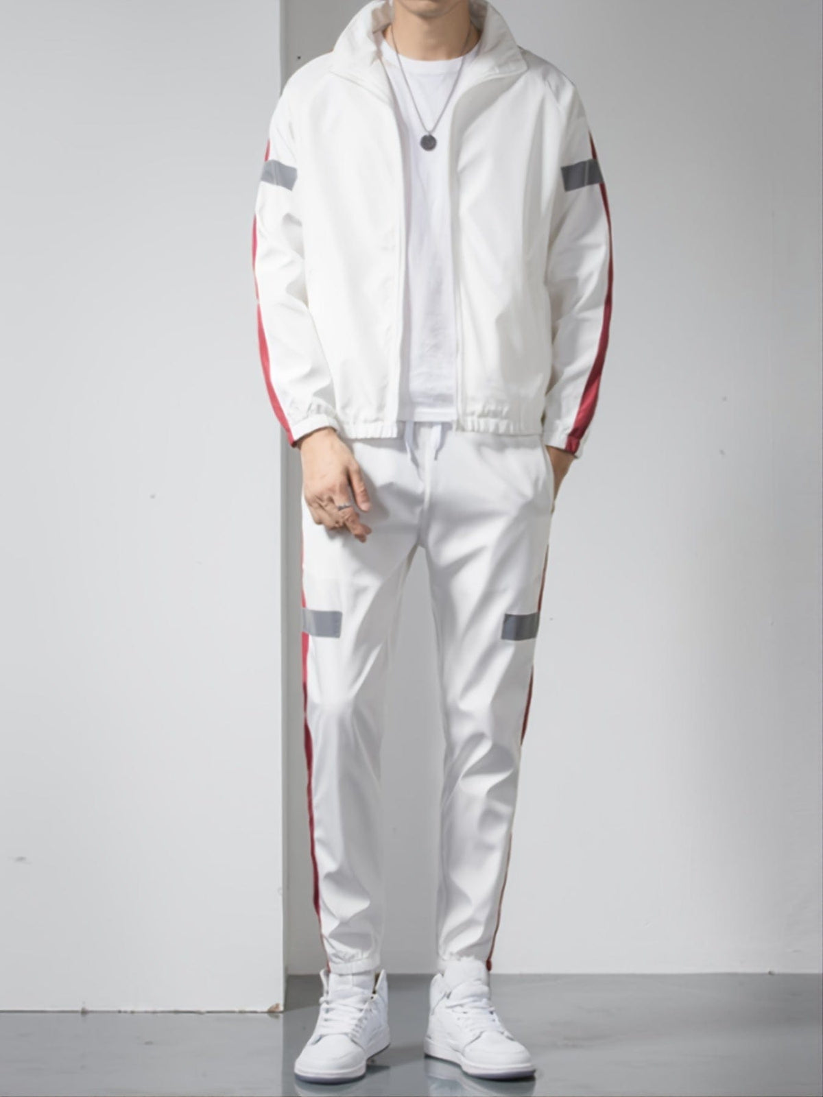 Men's Cropped Cardigan Jacket and Pants Sportswear Set