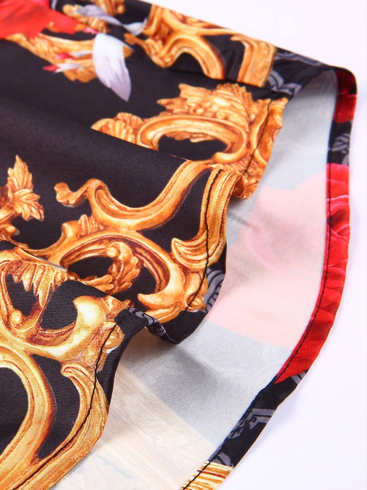 Men's Long Sleeve Print Dress Shirt for Party and Wedding