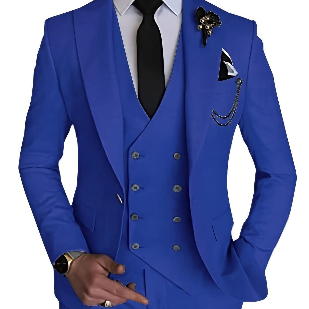 Men's Slim Fit Blazer Double-Breasted Vest and Pants Suit Set
