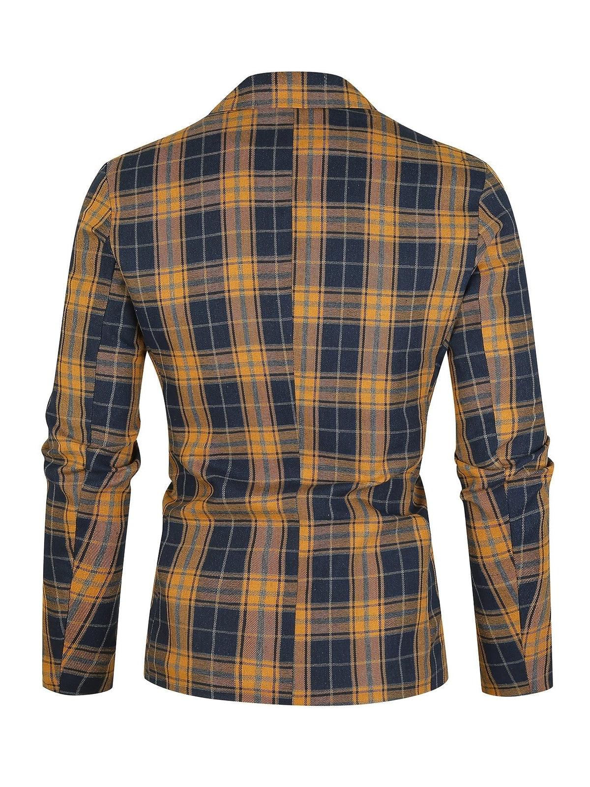 Men's Classic Slim Fit One-Button Plaid Blazer Jacket