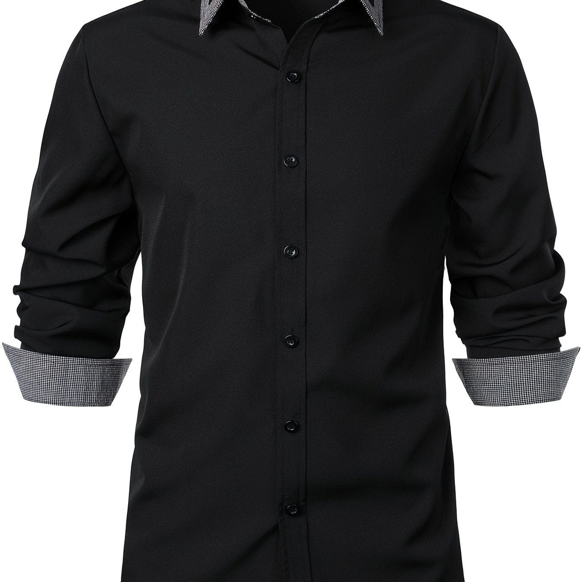 Men's Plaid Collar Button-Down Long Sleeve Business Shirt