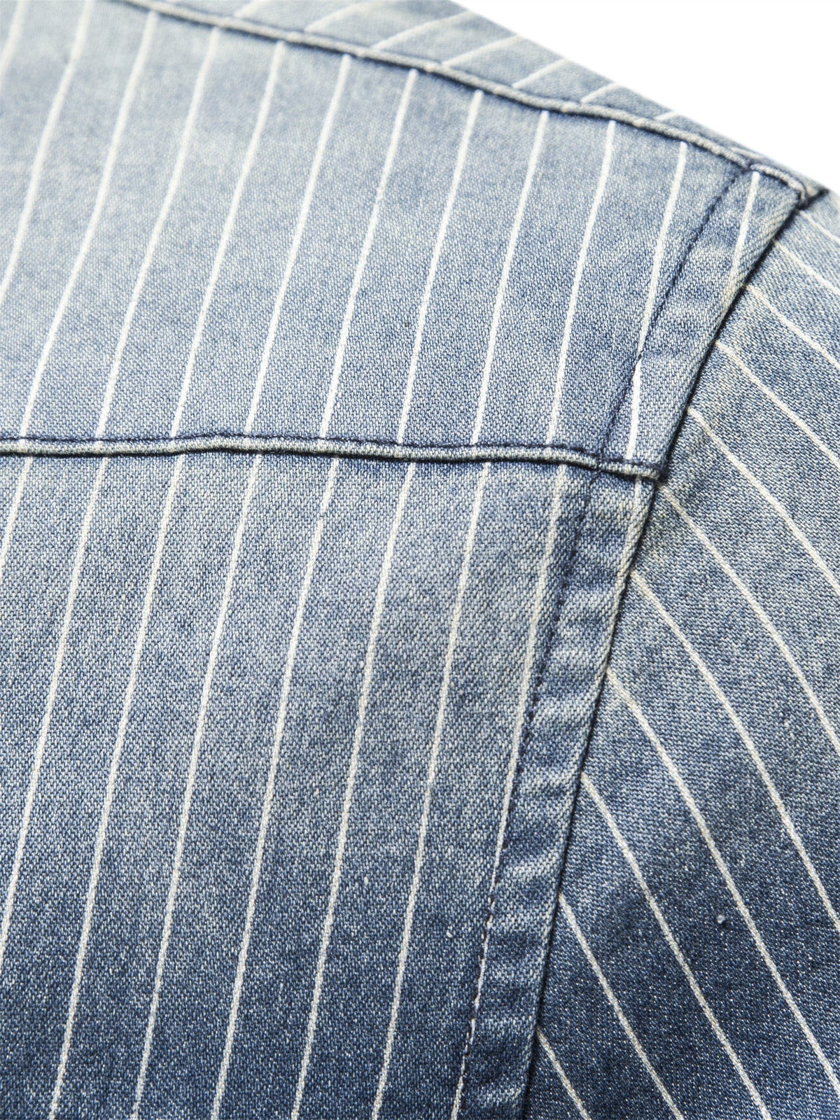 Men's Slim Striped Stretch Denim Shirt
