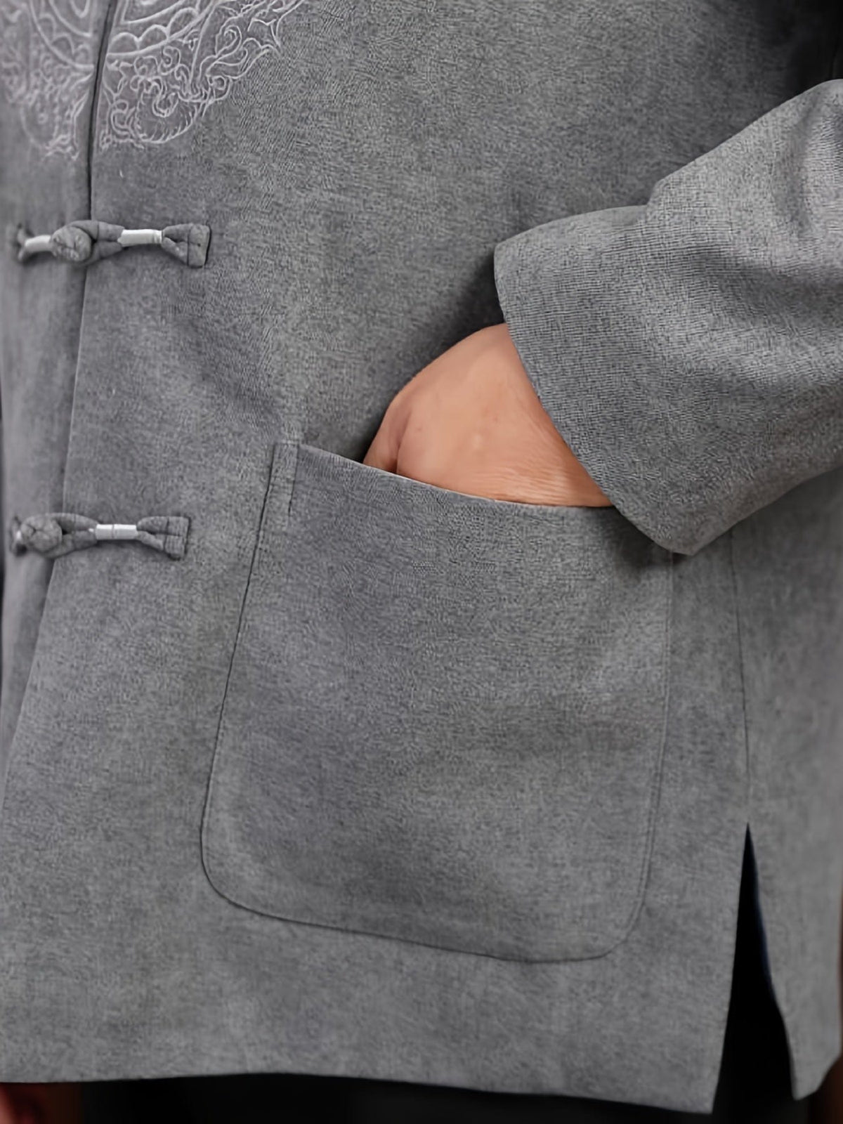 Men's Winter Chinese Tang Suit Stand Collar Knot Coat Hanfu