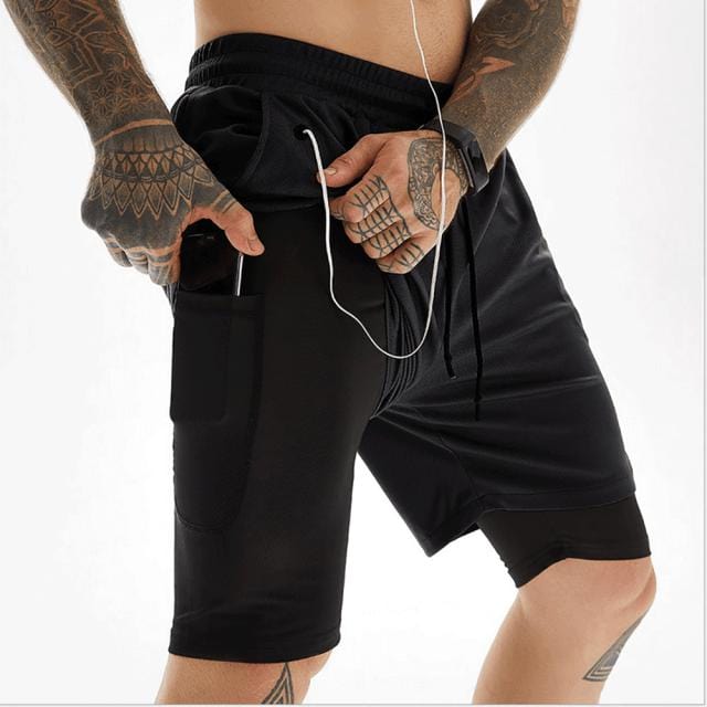 Men's Camo 2-in-1 Quick Dry Gym Running Shorts