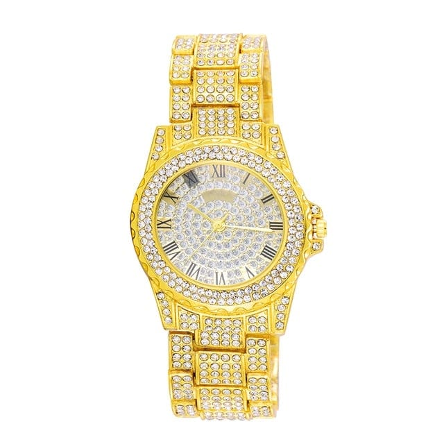 Unisex Hip Hop Iced Out Date Quartz Micropave CZ Watch