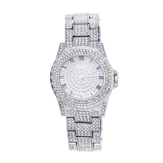 Unisex Hip Hop Iced Out Date Quartz Micropave CZ Watch