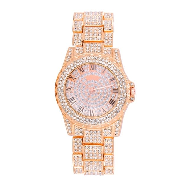 Unisex Hip Hop Iced Out Date Quartz Micropave CZ Watch