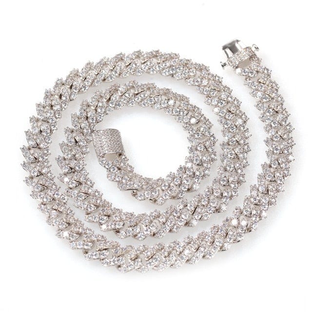 Men's 9mm Gold Pave CZ Cuban Link Necklace, Iced Hip-Hop Buckle Chain