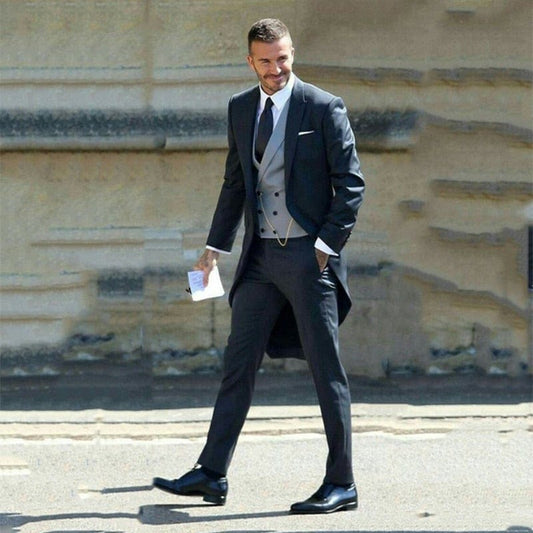Men's Slim-Fit Wedding Tailcoat Tuxedo Suit, Groom Business Jacket