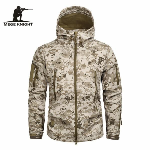 MEGE Men's Camouflage Fleece Jacket Men Waterproof Softshell Windbreaker Winter Hooded Coat Hunt Clothes