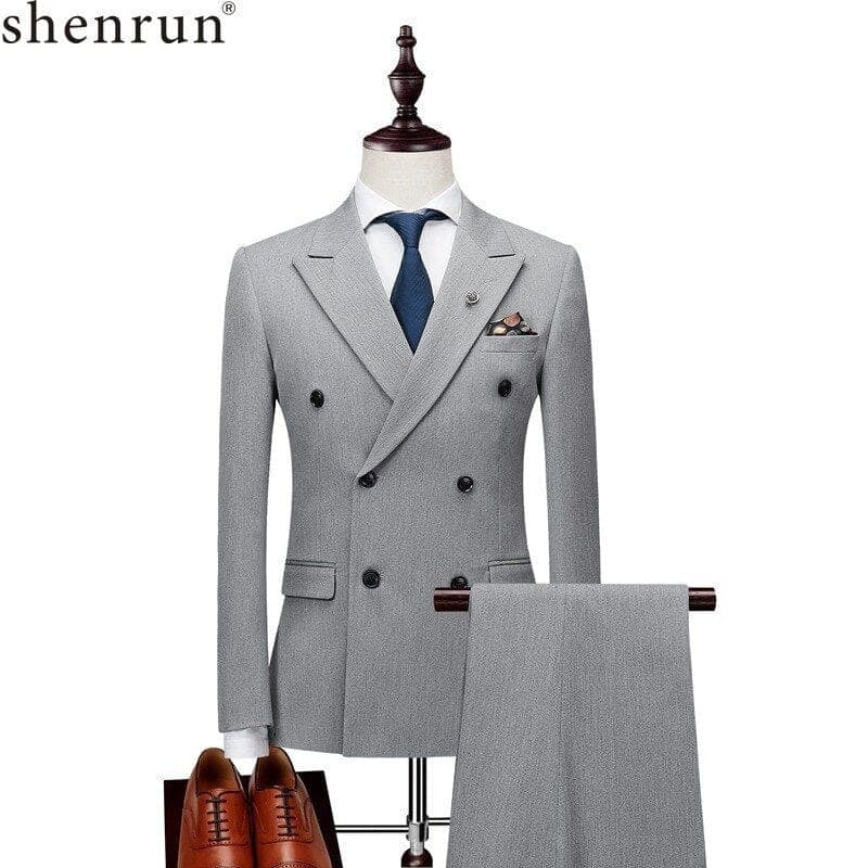 Men's Slim Double-Breasted Six-Button Wedding Tuxedo Suit