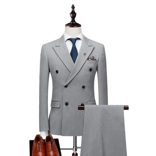 Men's Slim Double-Breasted Six-Button Wedding Tuxedo Suit