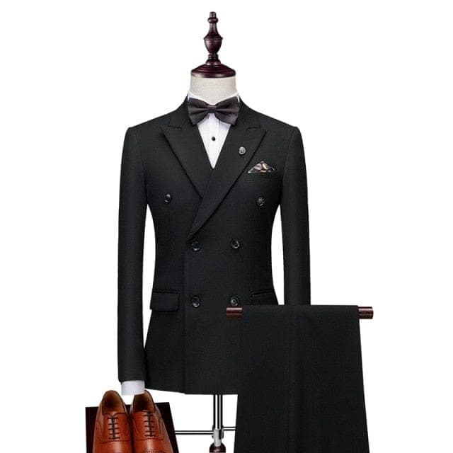 Men's Slim Double-Breasted Six-Button Wedding Tuxedo Suit