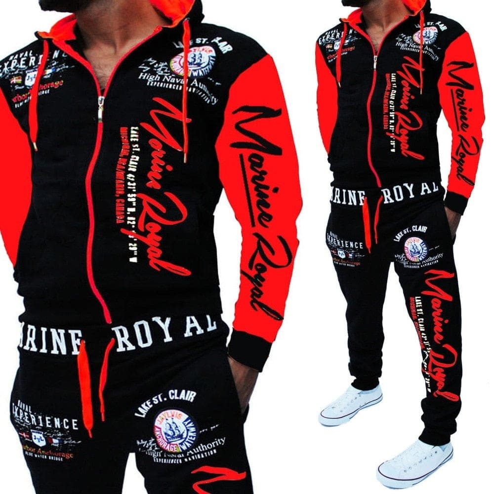 Men's Letter Print Tracksuit 2-Piece Top & Jogger Set, Plus Size 2026