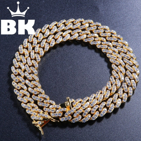 9mm Iced-Out Cuban Link Chain — Gold Tone, Micro-Pavé CZ