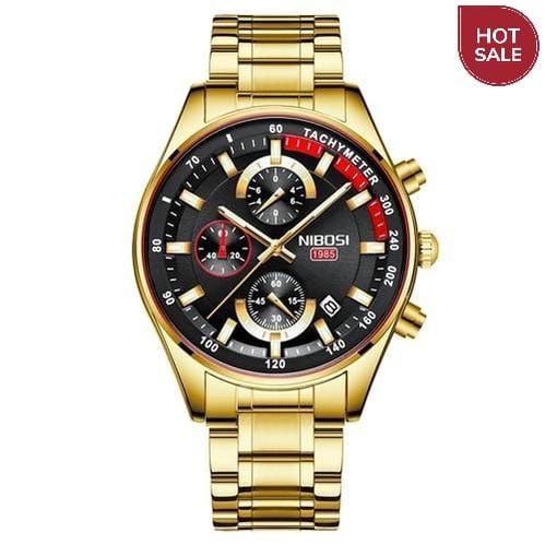 NIBOSI Fashion Mens Watches Top Brand Luxury Wrist Watch Quartz Clock Gold Watch Men Waterproof Chronograph Relogio Masculino
