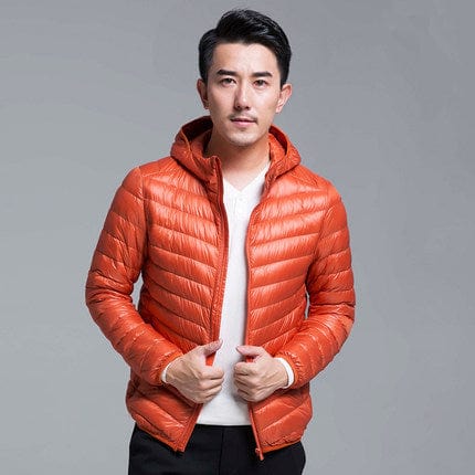Men's Packable Lightweight Water-Resistant Hooded Down Jacket