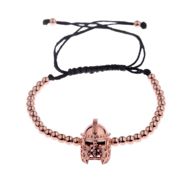 Men's Black CZ Bead Macrame Bracelet, Copper Accent Beads
