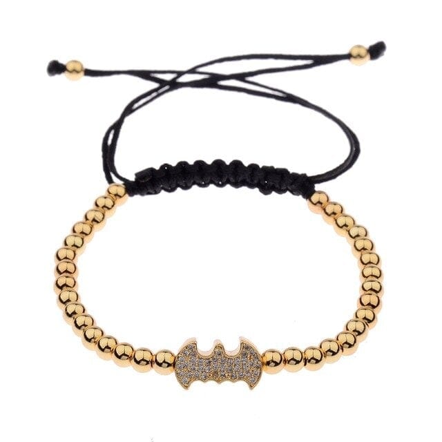 Men's Black CZ Bead Macrame Bracelet, Copper Accent Beads
