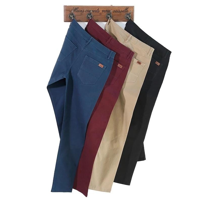 Men's Slim Stretch Cotton Straight Casual Pants, Plus Size