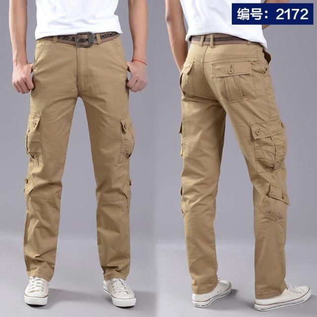Men's Cotton Cargo Pants — Multi-Pocket, Stretch Fit