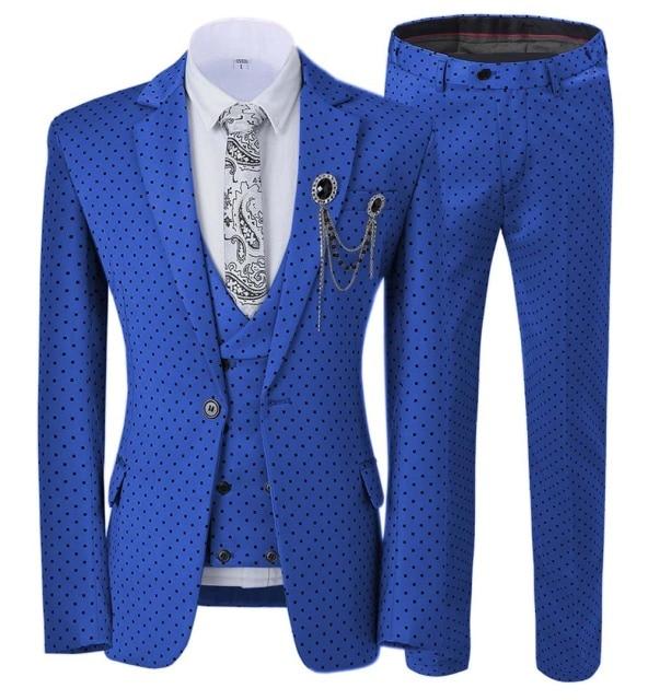 Mens suits Wave point Three Pieces Men Dress Suits Casual Commuter office business suits For Wedding(Blazer+Vest+Pants)