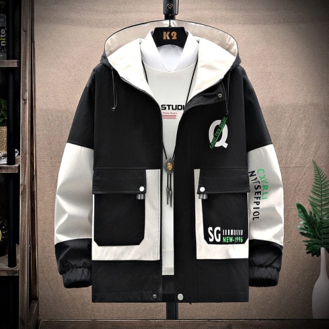 Men's Print Casual Windbreaker Jacket Spring Autumn Youth Coat