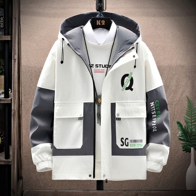 Men's Print Casual Windbreaker Jacket Spring Autumn Youth Coat