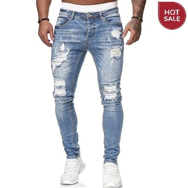 Men's Ripped Skinny Jeans — Slim Fit Streetwear Denim