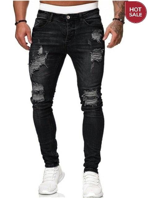 Men's Ripped Skinny Jeans — Slim Fit Streetwear Denim